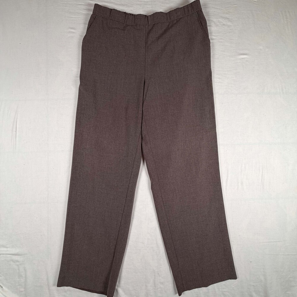 Briggs Women's Brown Elastic Waist Pull-On Straight Leg Dress Pants – Size 14